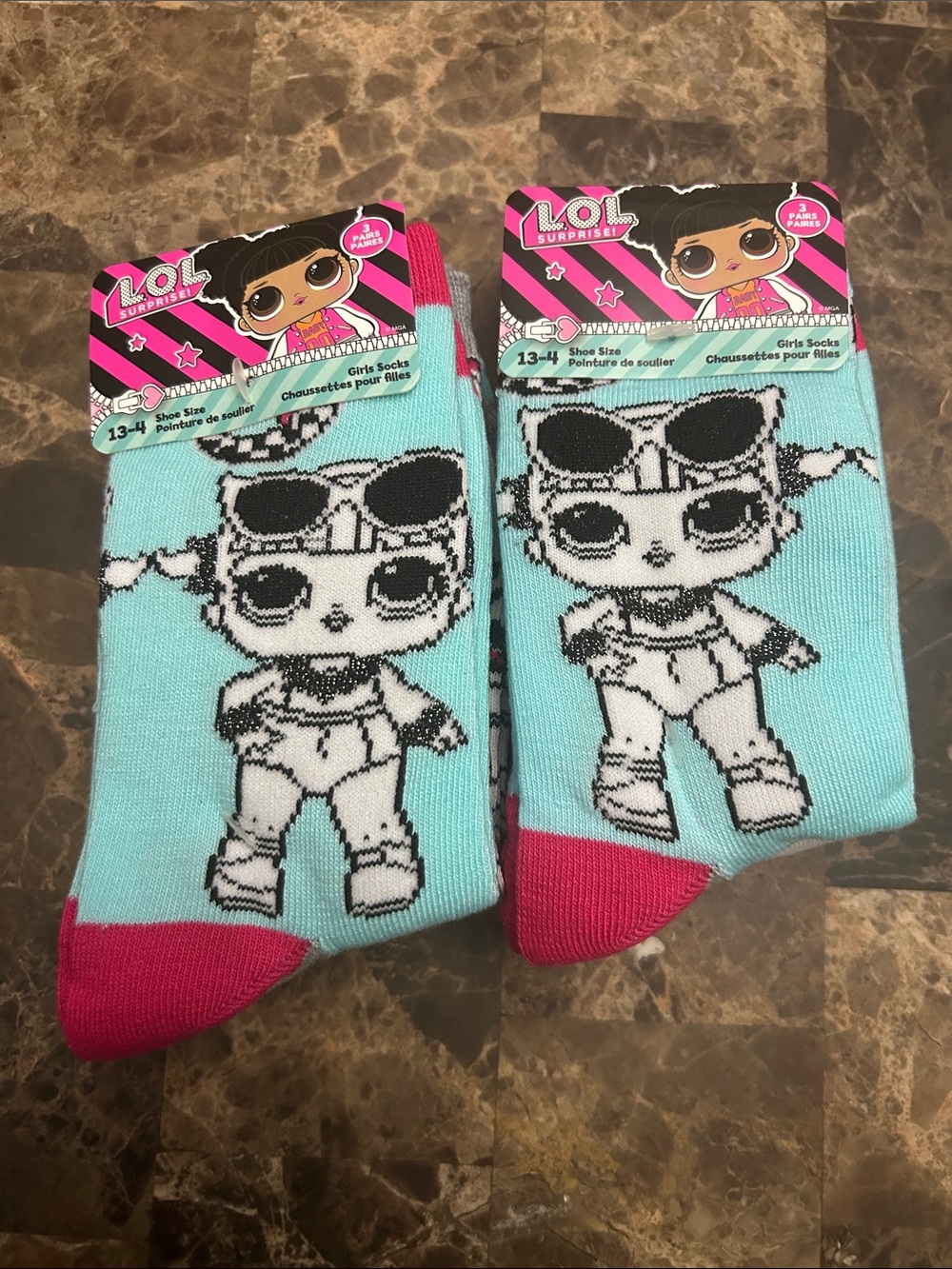 NWT 🆕 L.O.L. Surprise! Girls Character Socks, 6 pairs, size 13-4